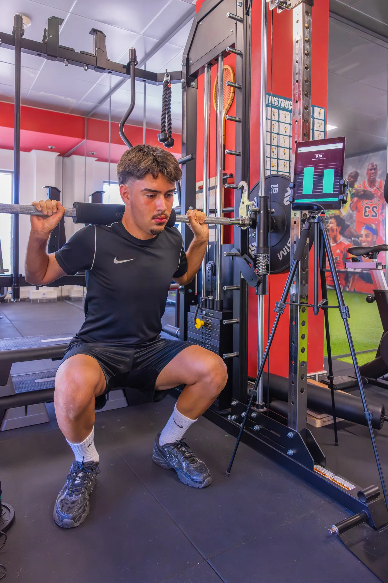 Avaliação de força com encoder linear no ginásio da Lopes Performance em Tavira