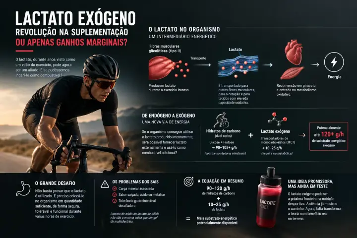 Infographic on exogenous lactate as a fuel, with a rider on the road
